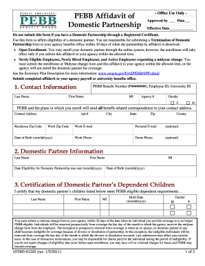 Oregon Domestic Partnership Affidavit