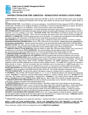 Asbestos Demolition Notification Form