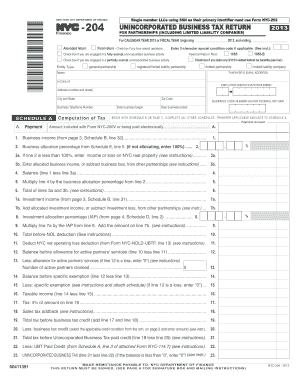 New York City Unincorporated Business Tax Return