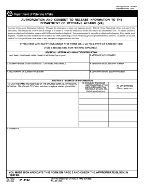 Authorization and Consent to Release Information to VA