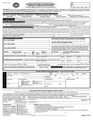 New York Restricted Use or Conditional Driver License Application