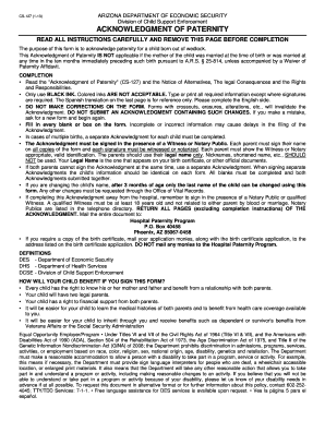 Acknowledgment of Paternity Form
