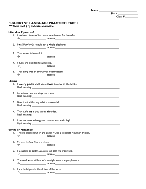 Figurative Language Practice Worksheet