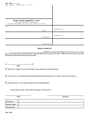 US Bankruptcy Court Proof of Service