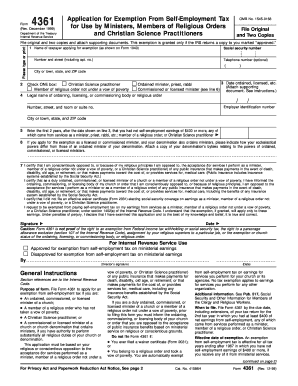 Form 4361 Application for Exemption From Self-Employment Tax
