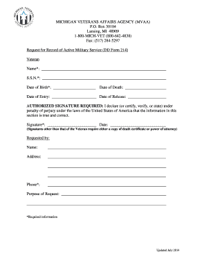 Request for Record of Active Military Service