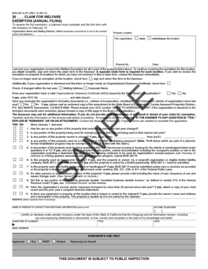 California Welfare Exemption Claim Form