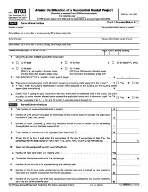 IRS Form 8703 Certification of Residential Rental Project