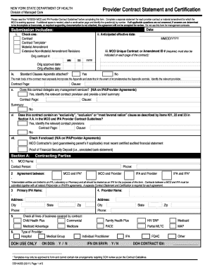 New York State Managed Care Provider Contract Statement