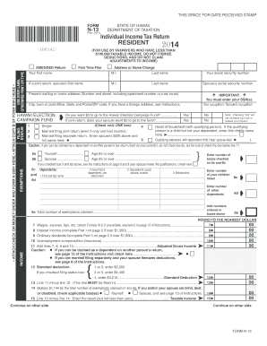 Hawaii N-13 Individual Income Tax Return