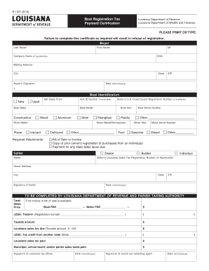 Louisiana Boat Registration Tax Form