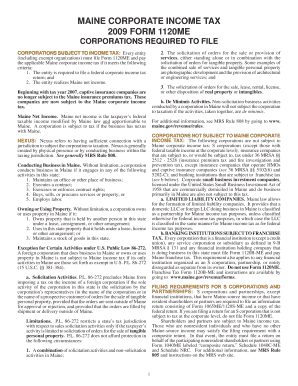 Maine Corporate Income Tax Form 1120ME