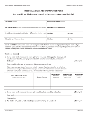 California Medi-Cal Annual Redetermination Form