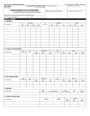 USDA Farm Business Plan Worksheet