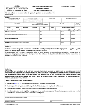Alaska Concealed Handgun Permit Address Change