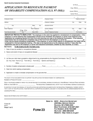 North Carolina Form 23