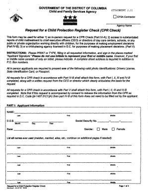 Child Protection Register Check Request