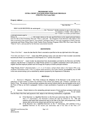 Promissory Note for Teacher Home Purchase Program