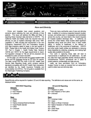 California Race and Ethnicity Data Collection Form
