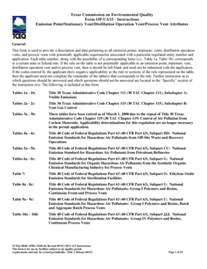 Texas Emission Point Attributes Form OP-UA15