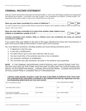 California Criminal Record Statement
