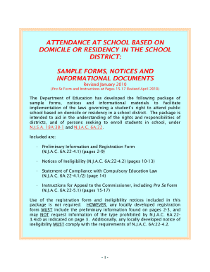New Jersey Student Residency Registration Form