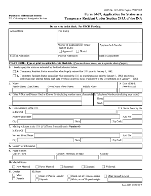Form I-687 Application for Temporary Resident Status