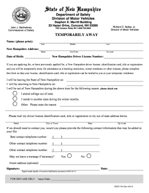 New Hampshire Temporary Address Form