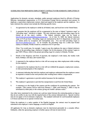 Employment Contract for Domestic Employees in the US