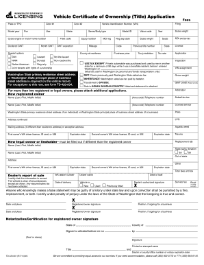Washington Vehicle Title Application
