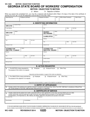 Georgia Motion / Objection to Motion Form
