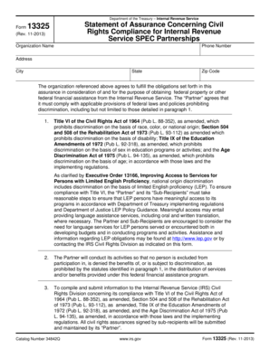 IRS Form 13325 Statement of Assurance Concerning Civil Rights Compliance