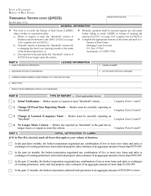 California Threshold Notification Form