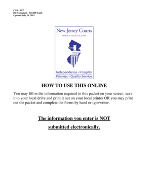 New Jersey Special Civil Complaint Form