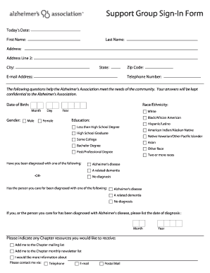 Support Group Sign-In Form