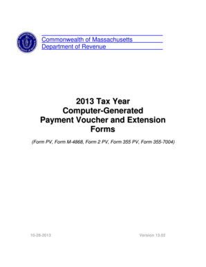Massachusetts 2013 Tax Payment Voucher and Extension Forms