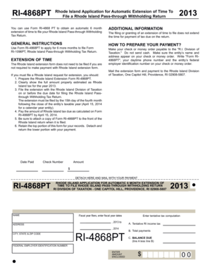 Rhode Island Pass-Through Withholding Tax Extension Form