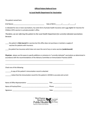 Patient Referral Form for Vaccination
