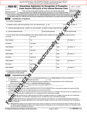 IRS Form 1023-EZ Application for Recognition of Exemption
