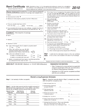 Wisconsin Rent Certificate