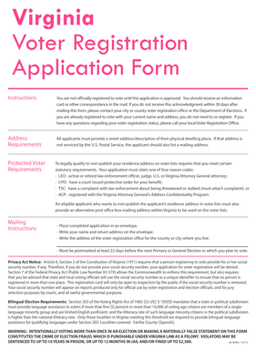 Virginia Voter Registration Application Form