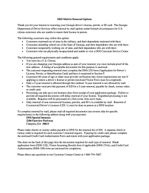 Georgia Driver's License Mail-in Renewal Form