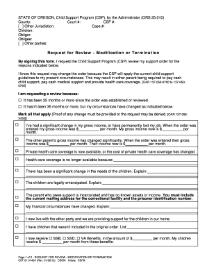 Oregon Child Support Review Request