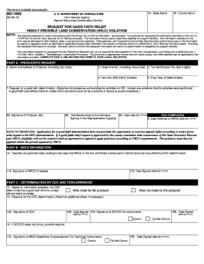 USDA Good Faith Relief Request Form