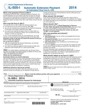 Illinois Automatic Extension Payment Form IL-505-I