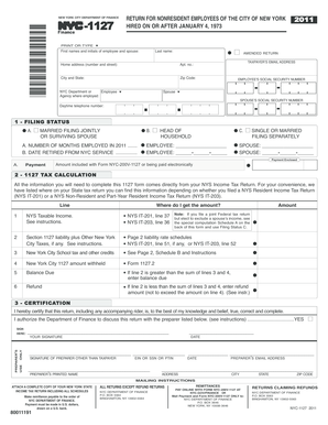New York City Nonresident Employee Tax Return
