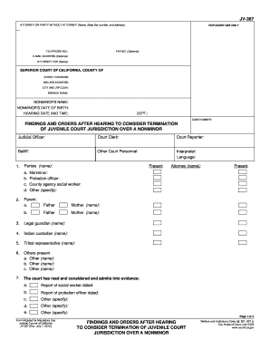 California Juvenile Court Jurisdiction Termination Form