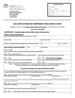 Temporary Food Service Event Application