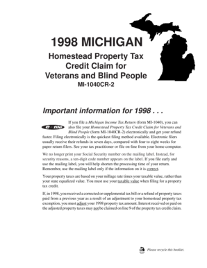 Michigan Homestead Property Tax Credit Claim