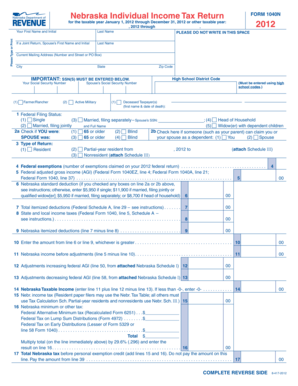 Nebraska Individual Income Tax Return Form 1040N